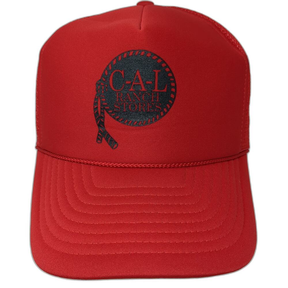 Cameo Trucker Hat Red One Size CAL Ranch Stores Mesh Snapback Foam Front Rope